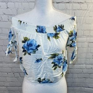 KENDALL & KYLIE Blouse Off the Shoulder Floral-Medium
